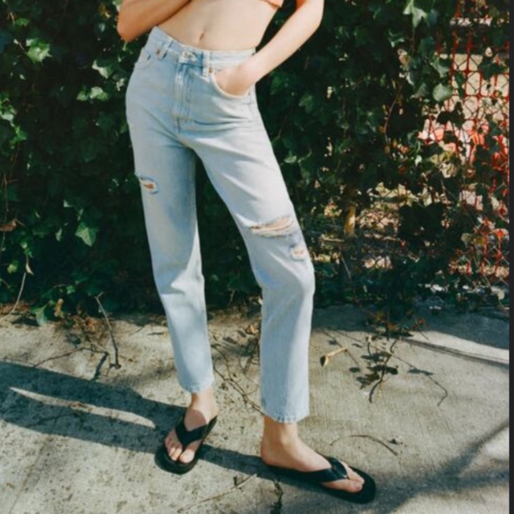 Zara mom jean raw hem
